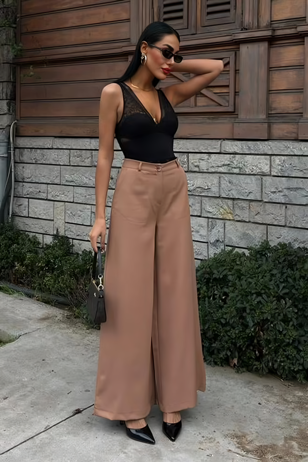 Wide-leg trousers Wave Beige