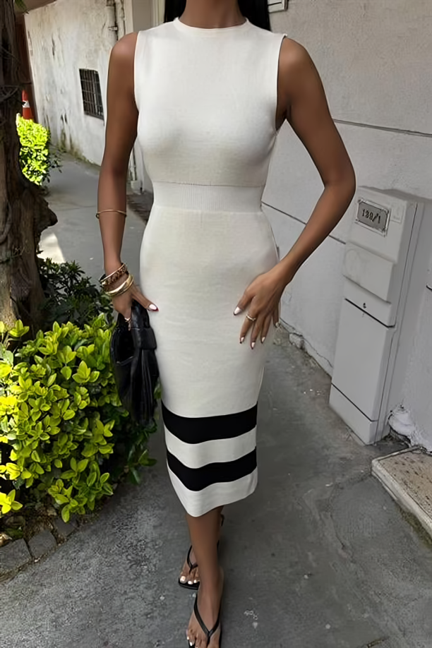 Alternative view of Stripe Detailed Knitwear Dress White