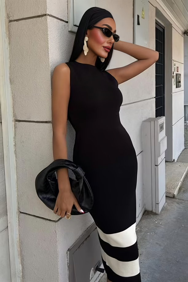 Alternative view of Stripe Detailed Knitwear Dress Black