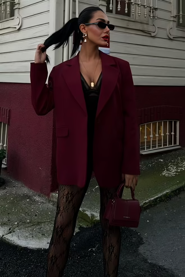 Alternative view of Burgundy Blazer Milanette