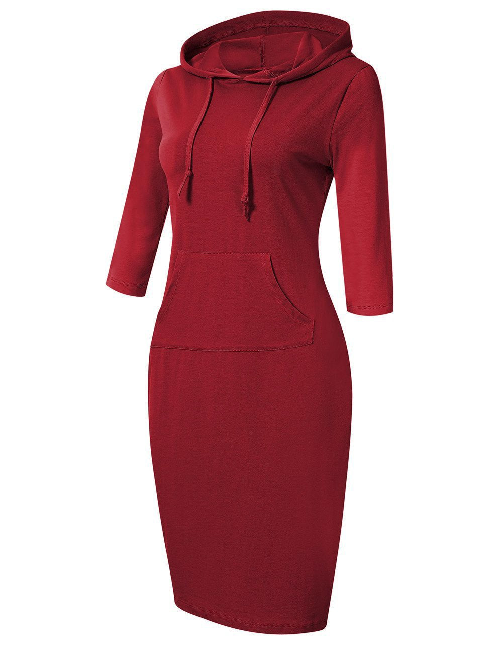 Vestido Casual Holgado con Bolsillo para Mujer, Vino, XL