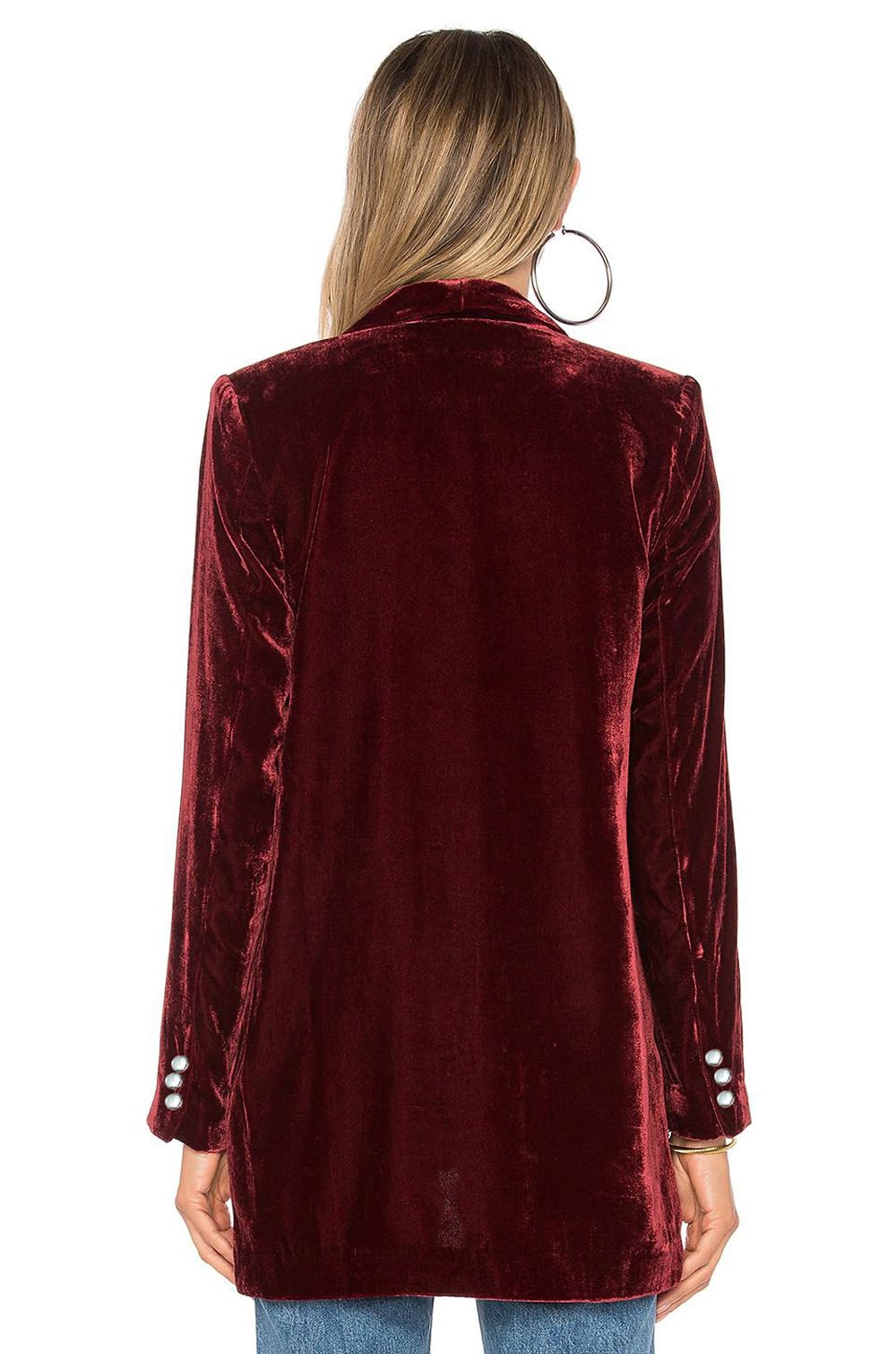 Damen Velvet Blazer Samt Blazer Einfarbig BüRomantel