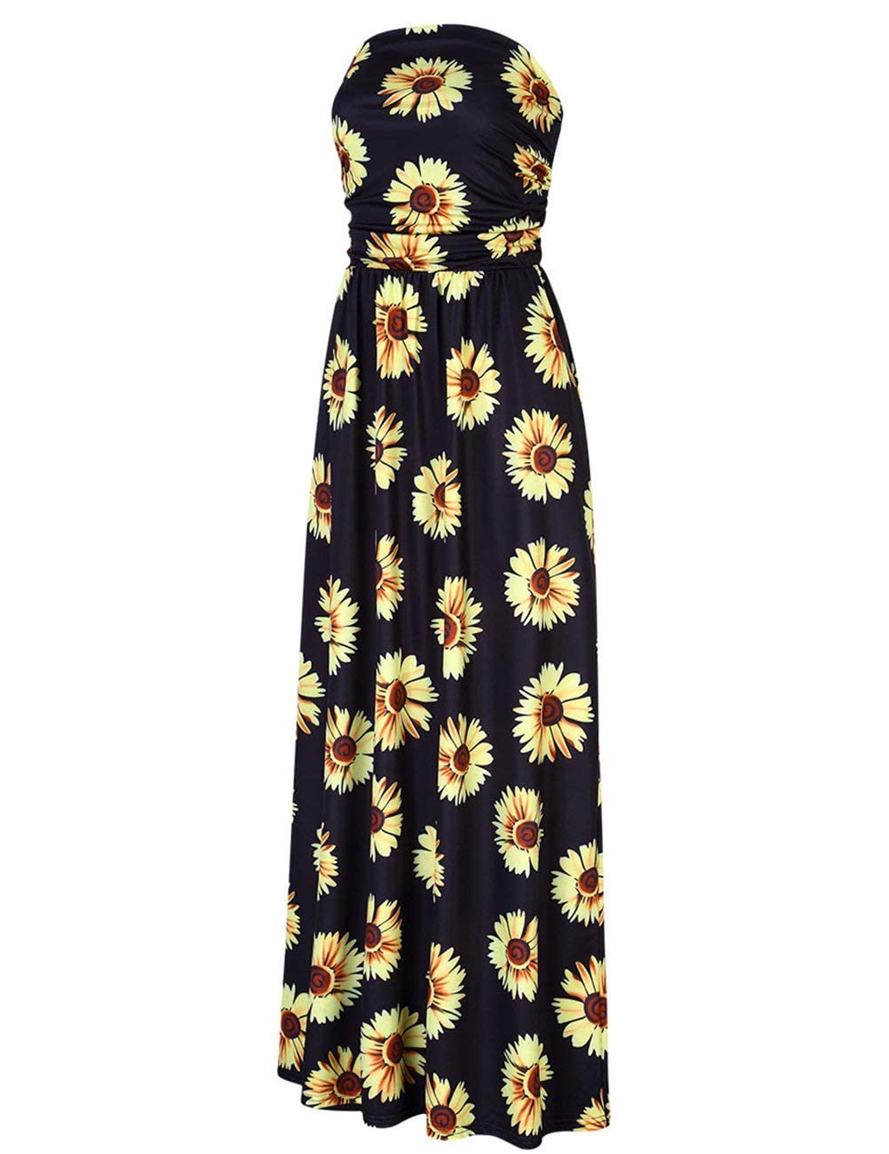 Alternative view of Women's Strapless Flower Beach Party Maxi Dress (Black Daisy, L)