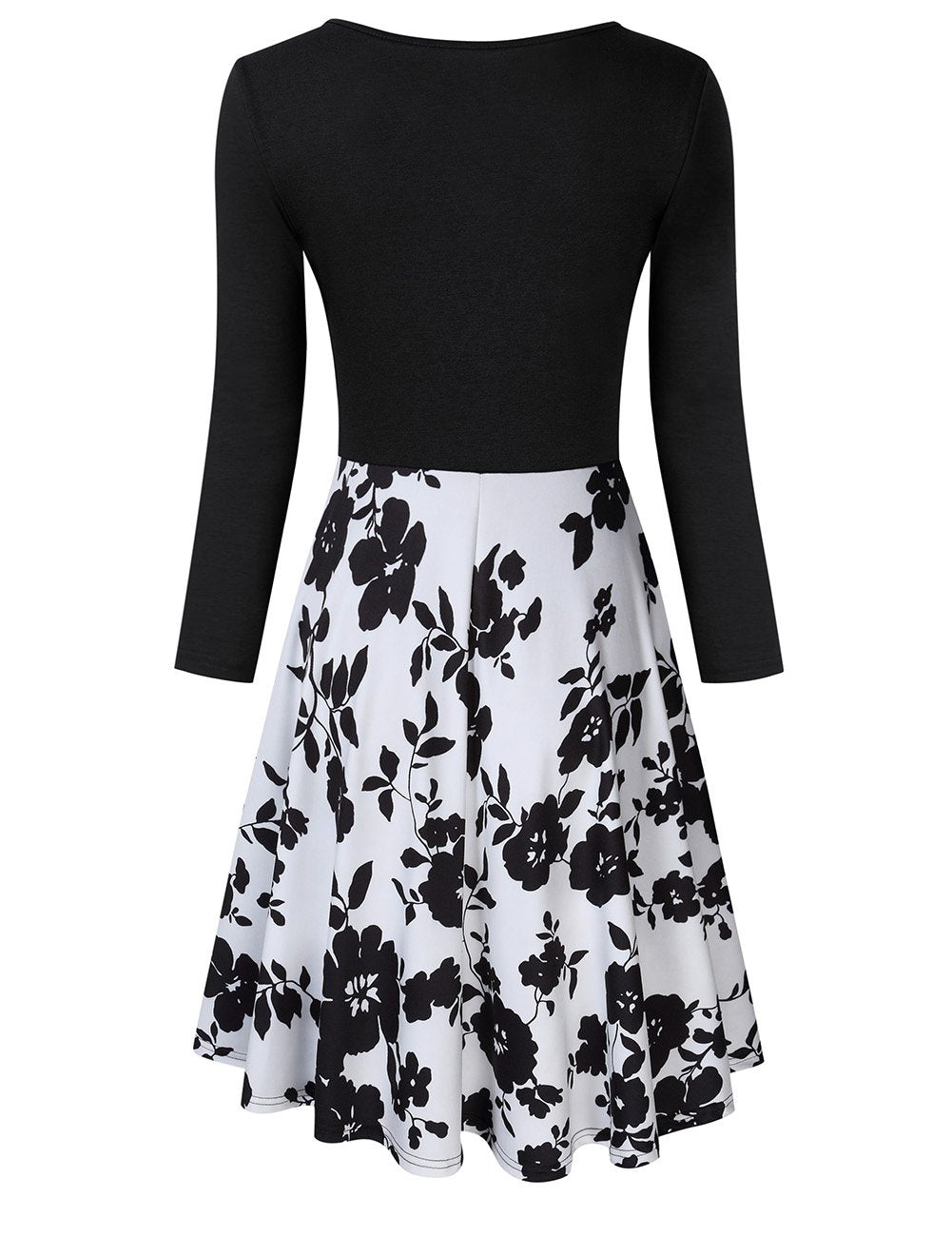 Alternative view of Women V Neck Slim Knee Length Swing Elegant Floral Dress (XL