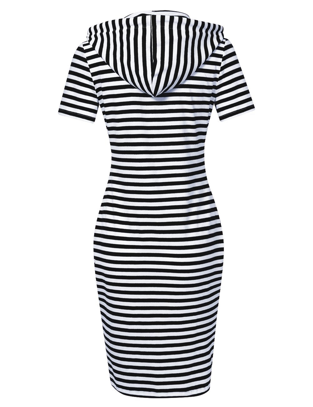 Women Pullover Stripe Pocket Short Sleeve Sweatshirts for Women (2XL,Blackwhite)