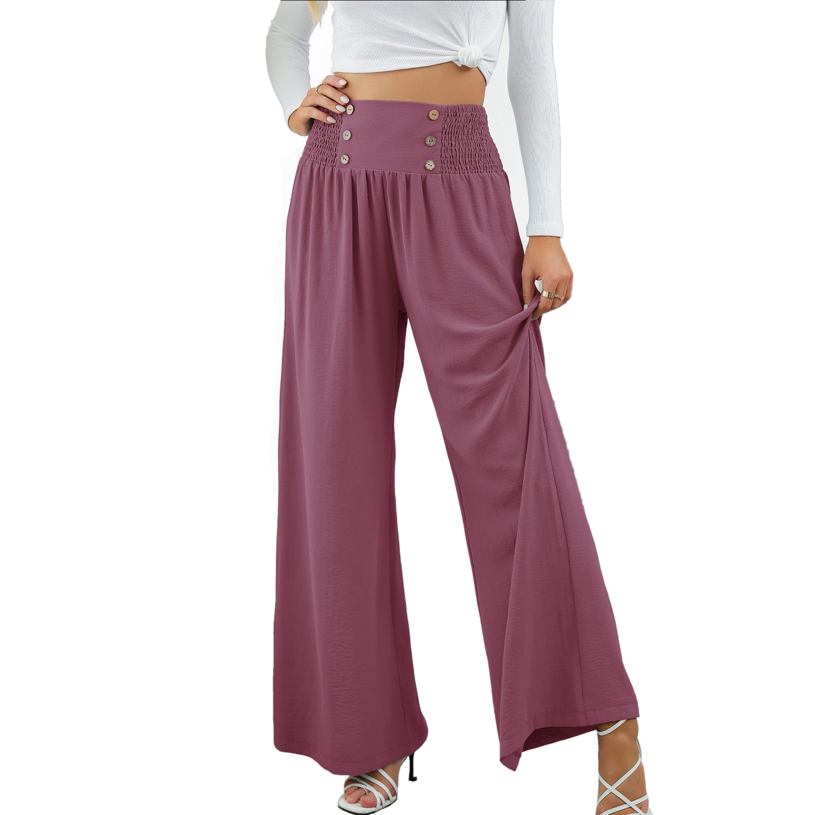Women High Waist Wide Leg Pants Loose Fit