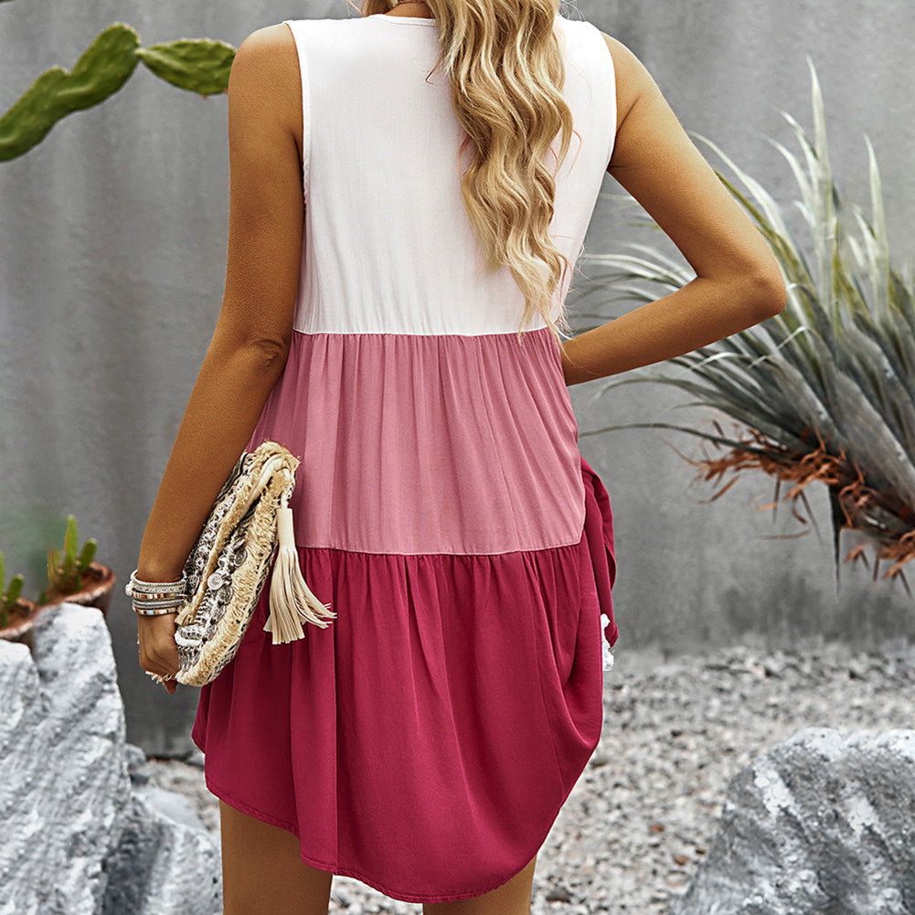 Alternative view of Women V Neck Sleeveless Color Block Tank Tops