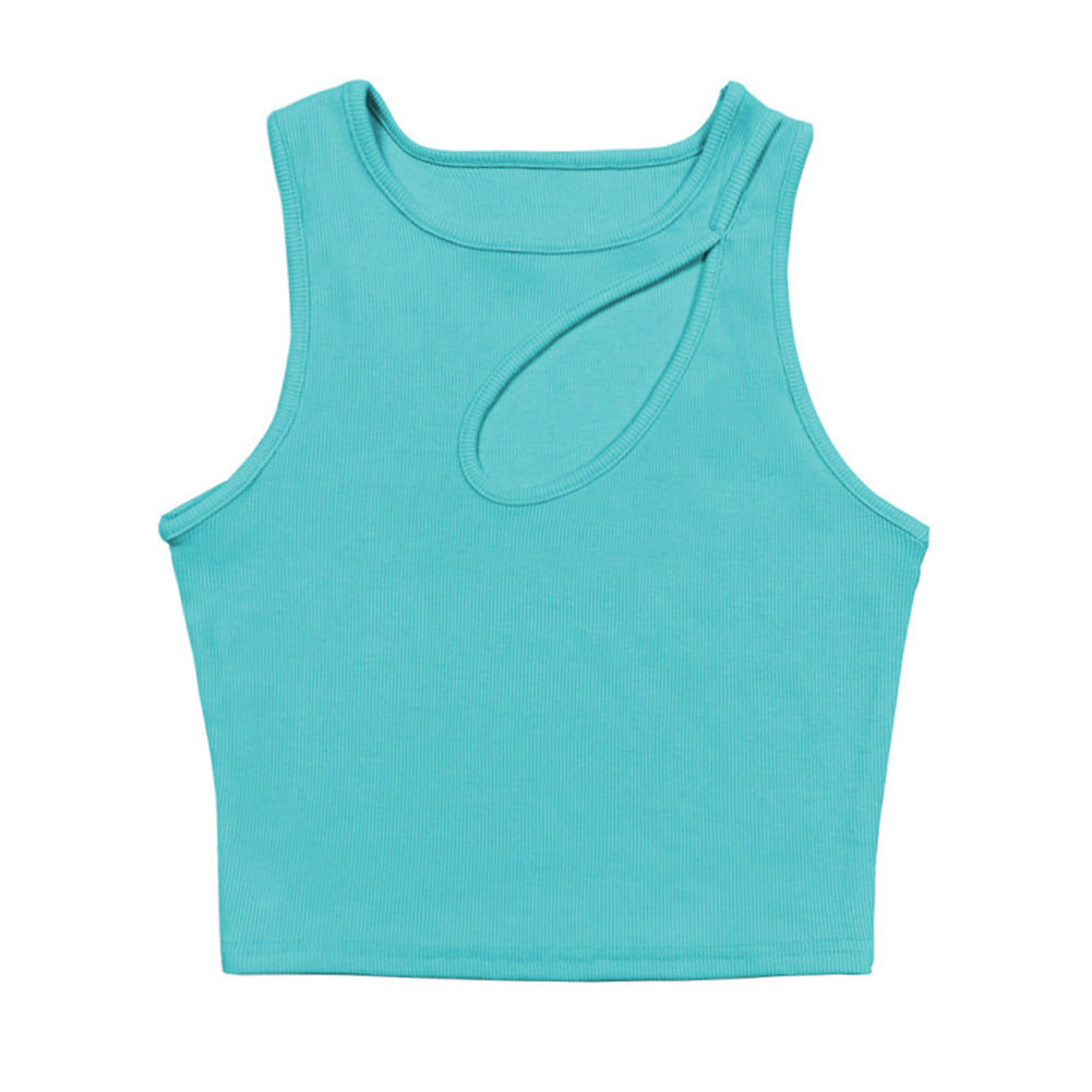 Alternative view of Women Sexy Cut Out Tank Tops Elegant Round Neck Vest
