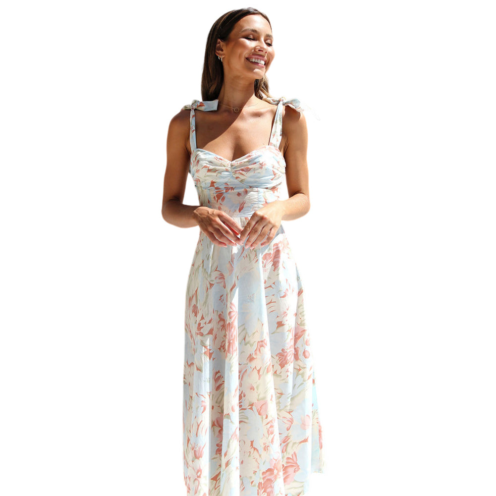 Women Summer V Neck Chiffon Dress
