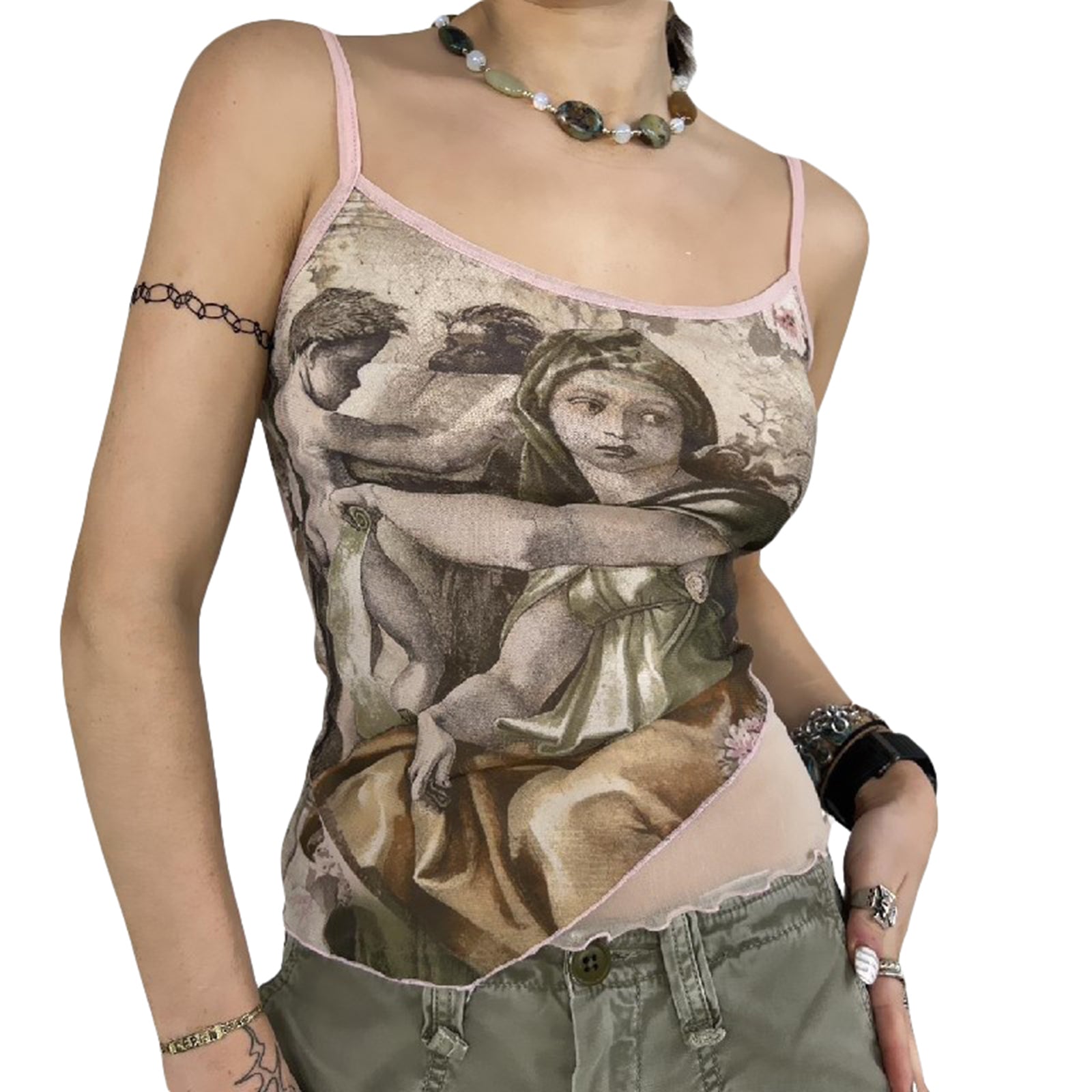 Alternative view of Women Sexy Tank Irregular Design Character Tops