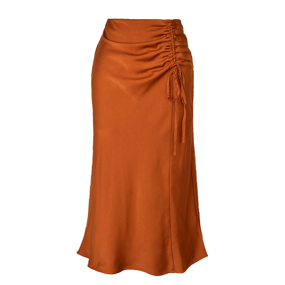 Women Ruched Drawstring Elegant Skirt Dress Pants