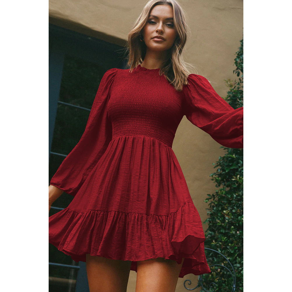 New Women Autumn Long Sleeve Ruffle Dress