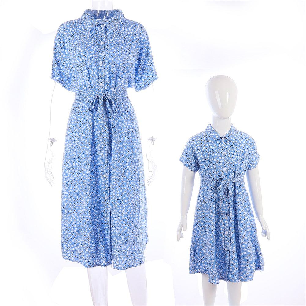 Alternative view of Button Waist Strap Slit Parent-child Summer Dress