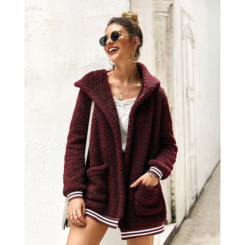 Women Clothing Winter New Hooded Fur Coat Long Tops PBY-0Y05
