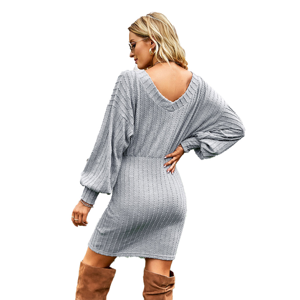 Women Casual Dress Winter Long-sleeved Hip Skirt Clothing Dress PBY-0Y0C