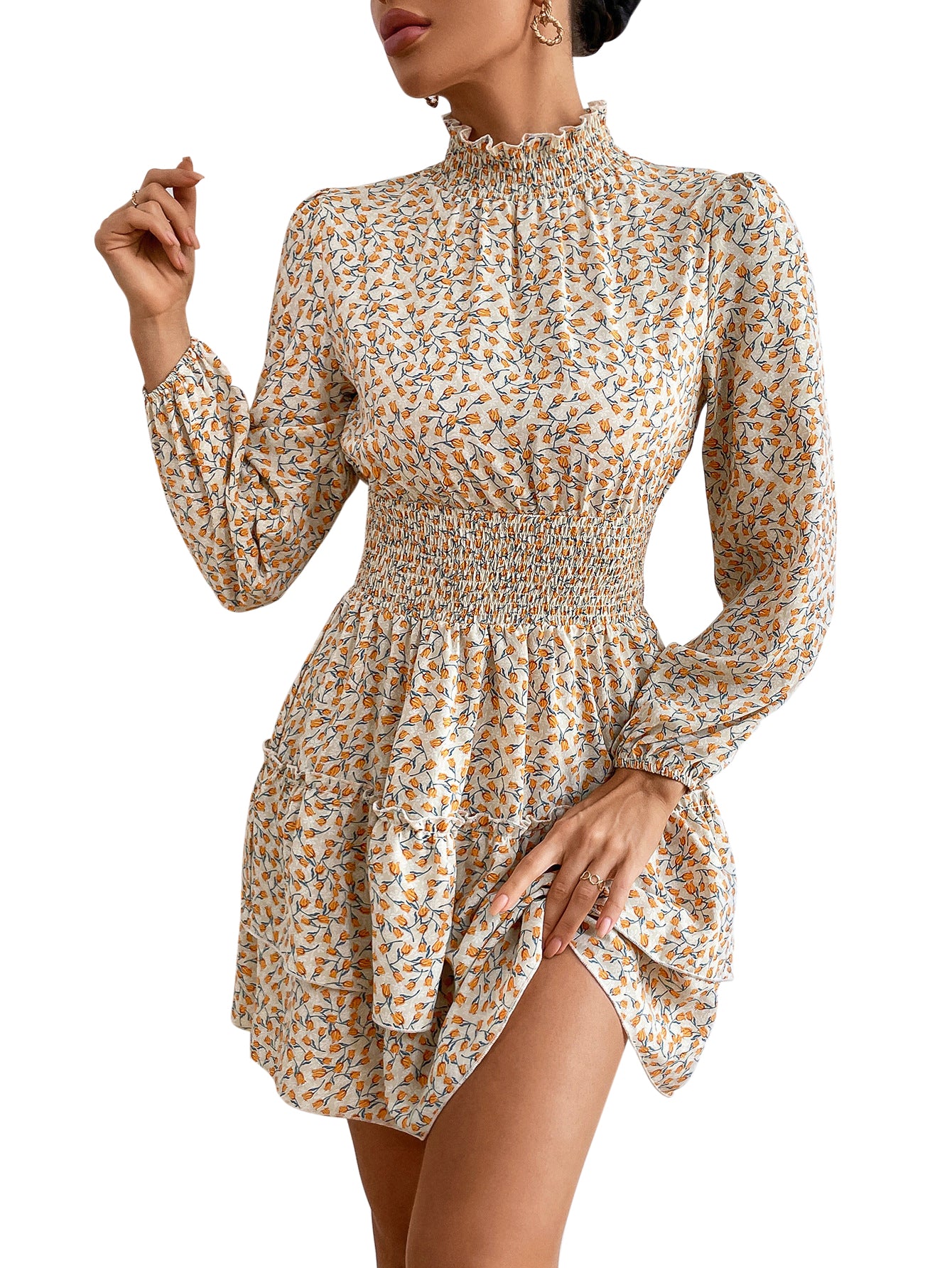 Alternative view of Floral Dress Spring And Autumn Four Seasons Cake Skirt Women