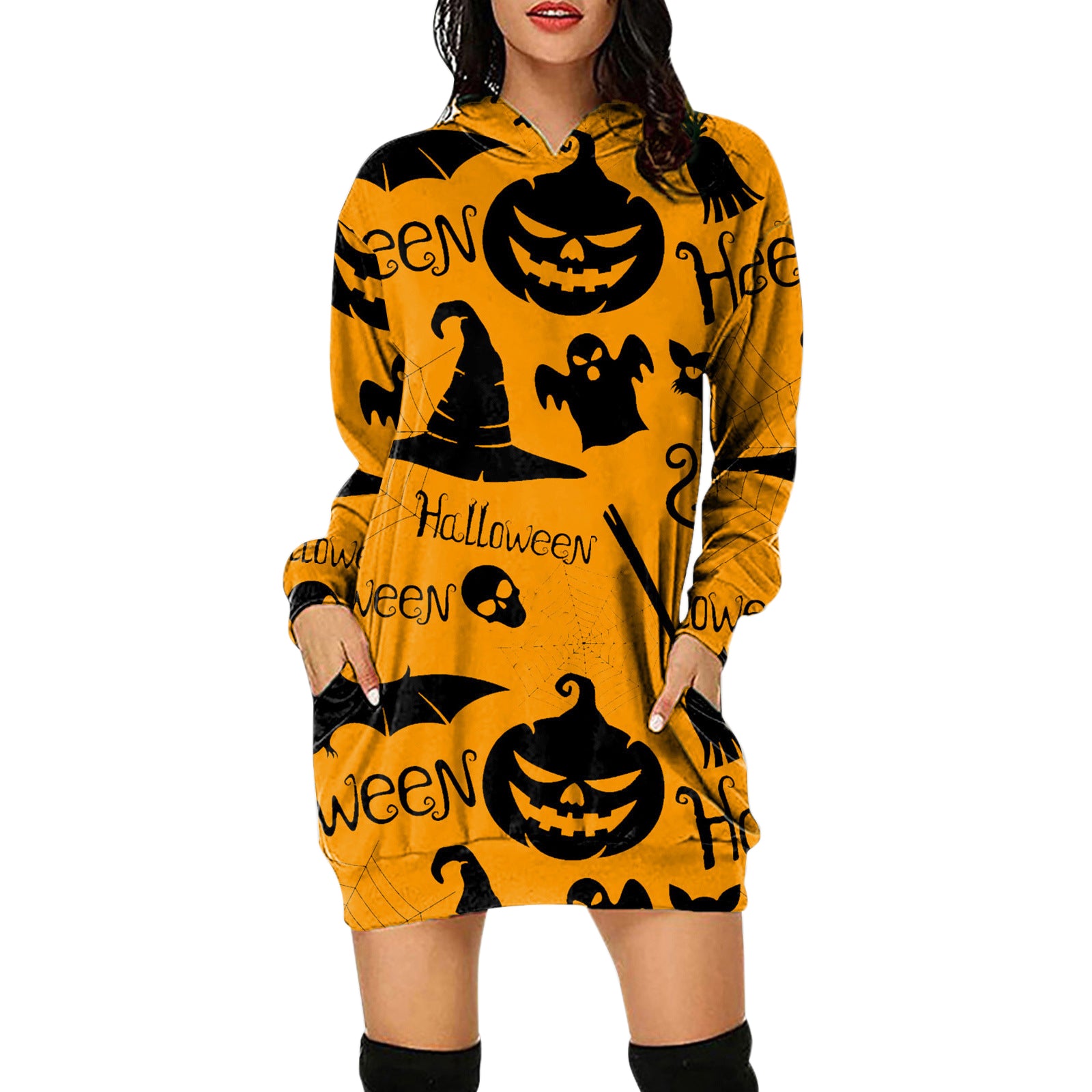 Halloween Loose Long Sleeve Sweatshirts Dress