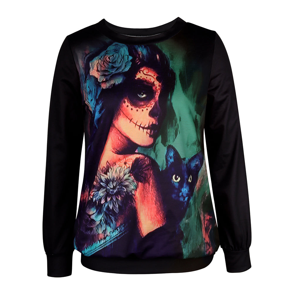 Halloween Slouchy Oversized Long-sleeve Sweatshirts
