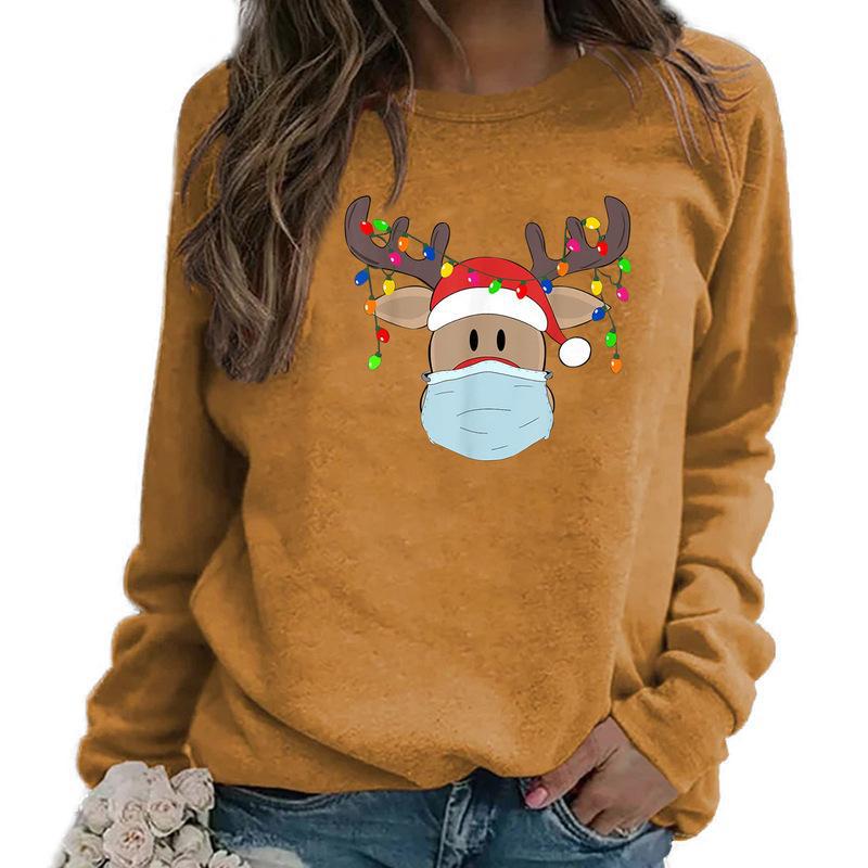 Tops Long Sleeve Christmas Elk Women T-shirt