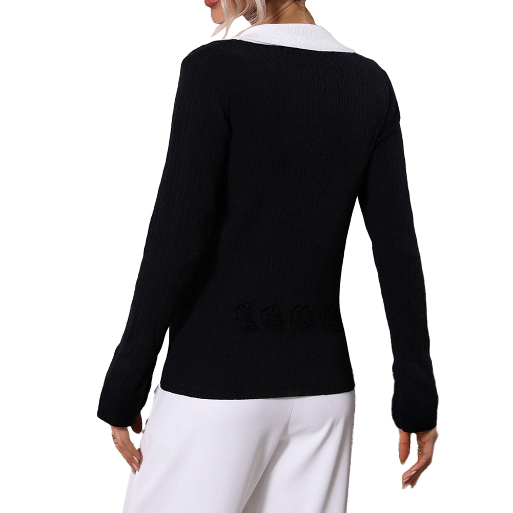 Pullover Knitwear Women Flared Sleeve Lapel Sweaters