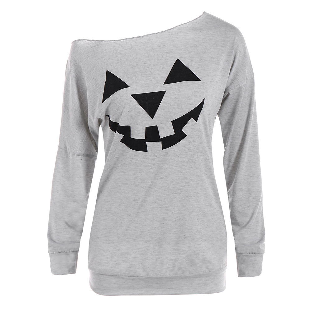 Alternative view of Halloween Pumpkin Print Long Sleeve Sweatshirts T-shirt Tops