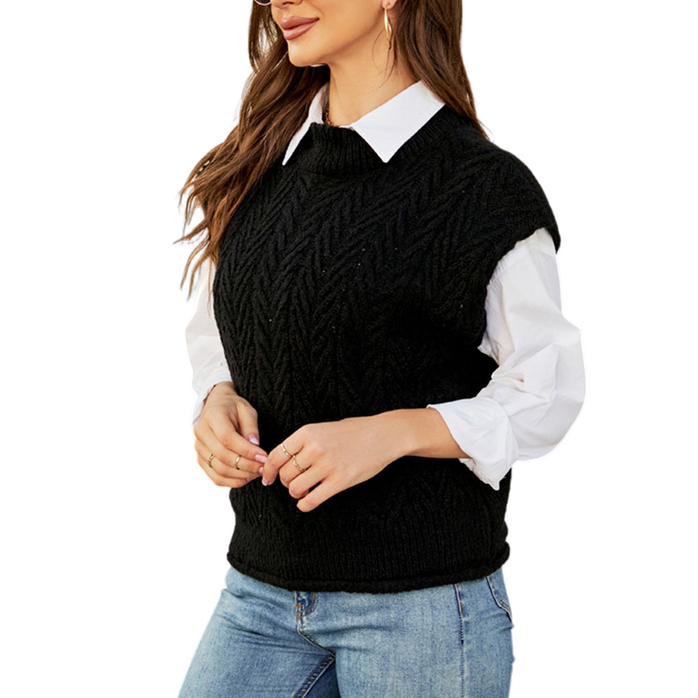 Layered Crew Neck Sleeveless Sweaters