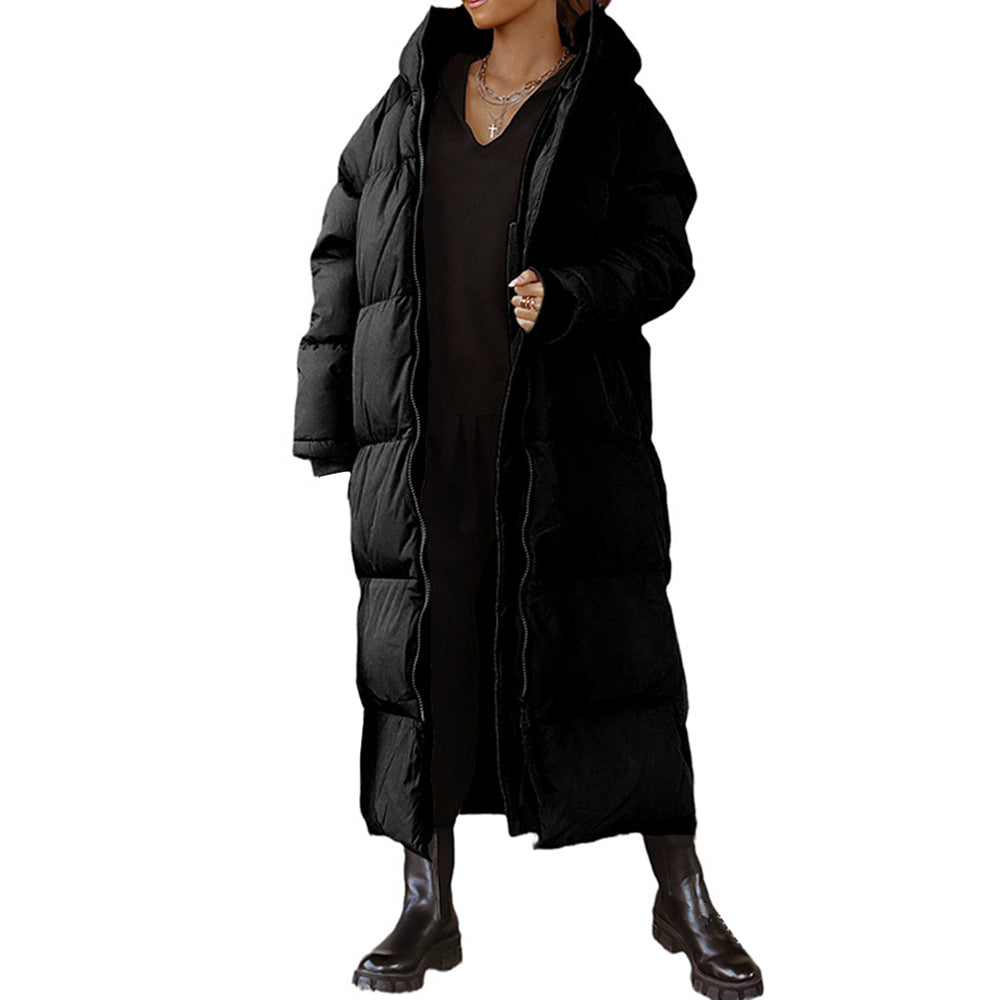 Alternative view of Hooded Solid Cotton Long Coats