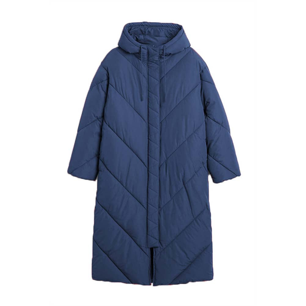 Women Turtleneck Solid Color Mid-length Cotton Coats