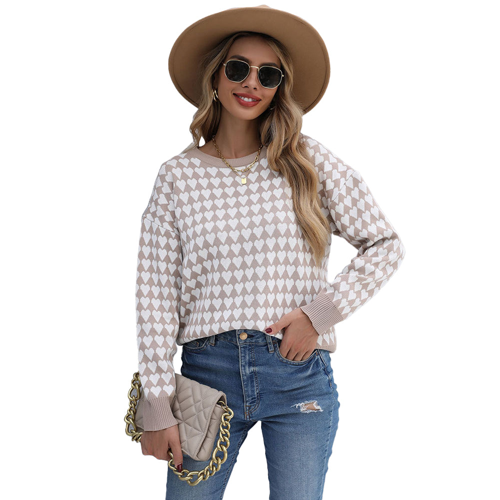 Alternative view of Casual Women Loose Long Sleeve Heart Women Sweaters