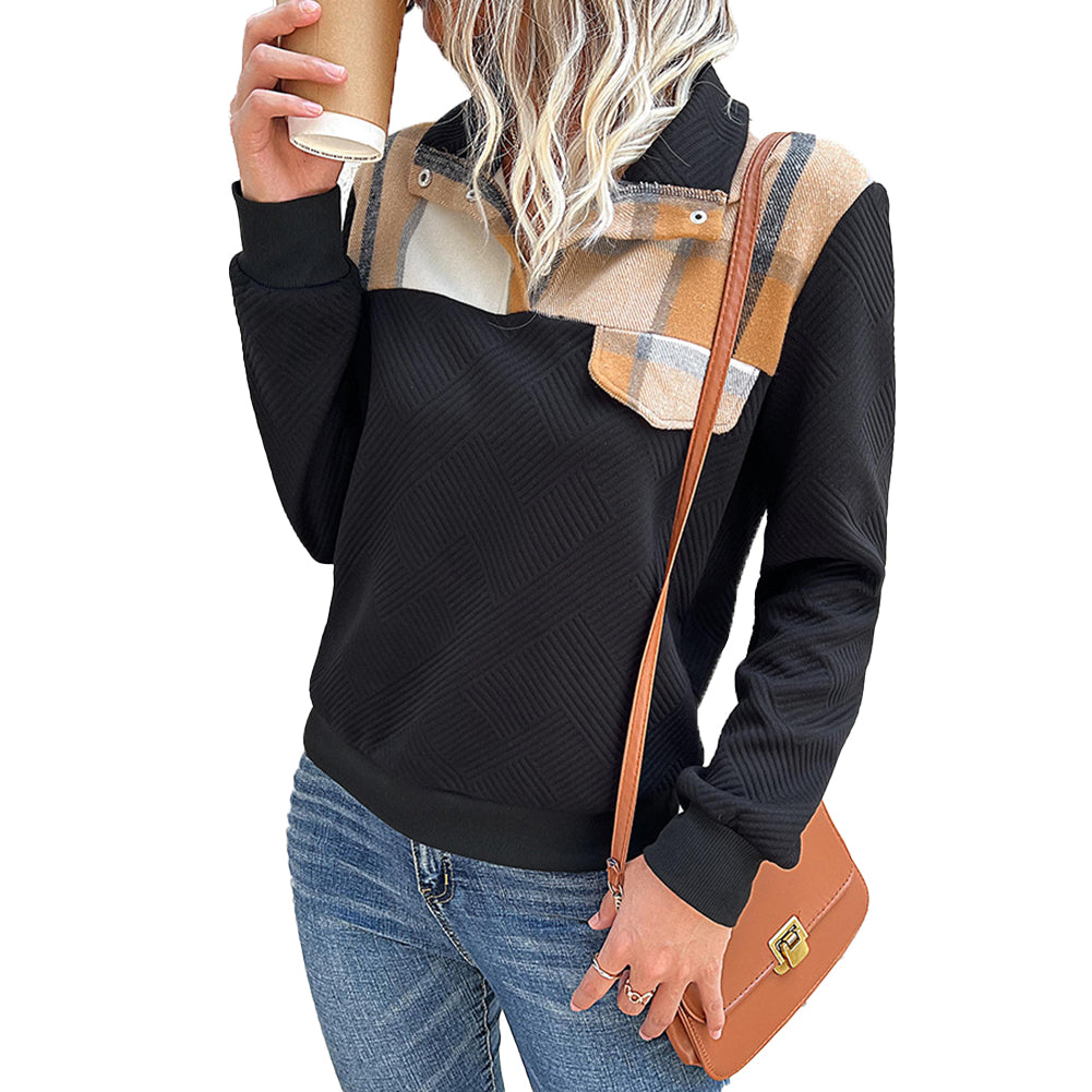 Retro Stitching Retro Stand Collar Pullover Sweaters