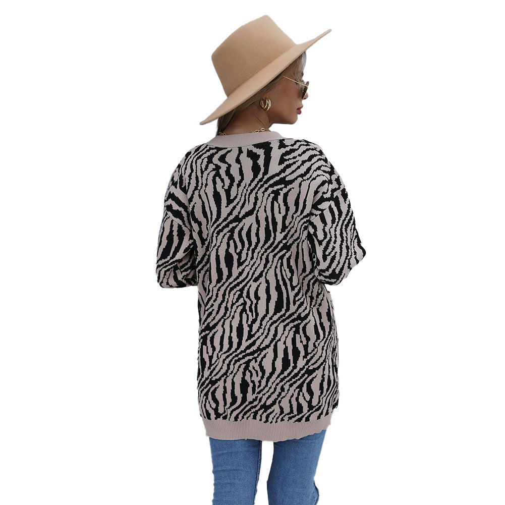 Alternative view of Casual Fashion Sweaters Leopard Print Cardigan Jacket