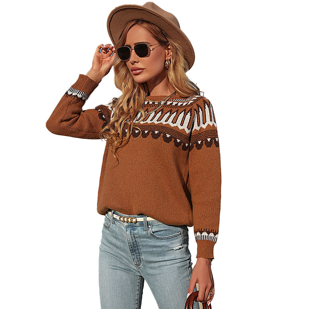 Alternative view of Women Fashion Loose Brown Long Sleeve Sweaters