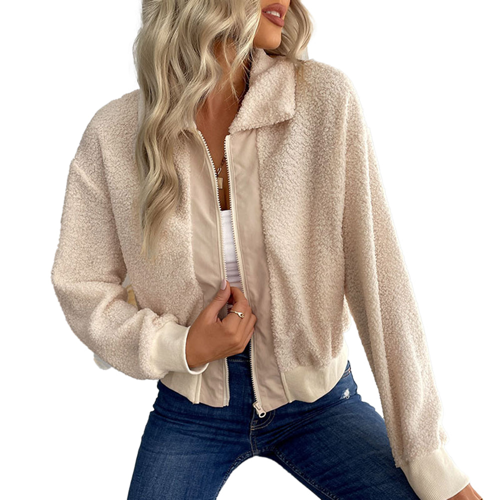 Women Coats Long Sleeve Lapel Sherpa Jacket