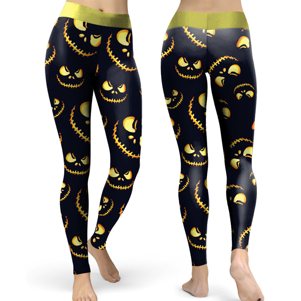 Alternative view of Halloween Jack-o-lantern Digital Print Yoga Pants
