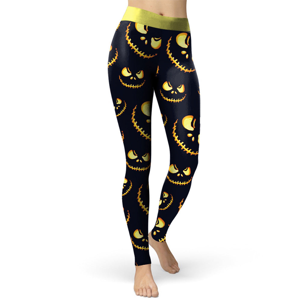 Halloween Jack-o-lantern Digital Print Yoga Pants