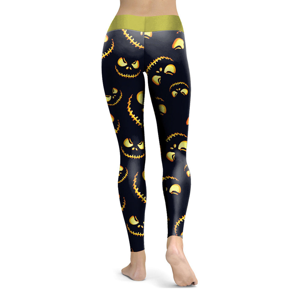 Halloween Jack-o-lantern Digital Print Yoga Pants - Image 4