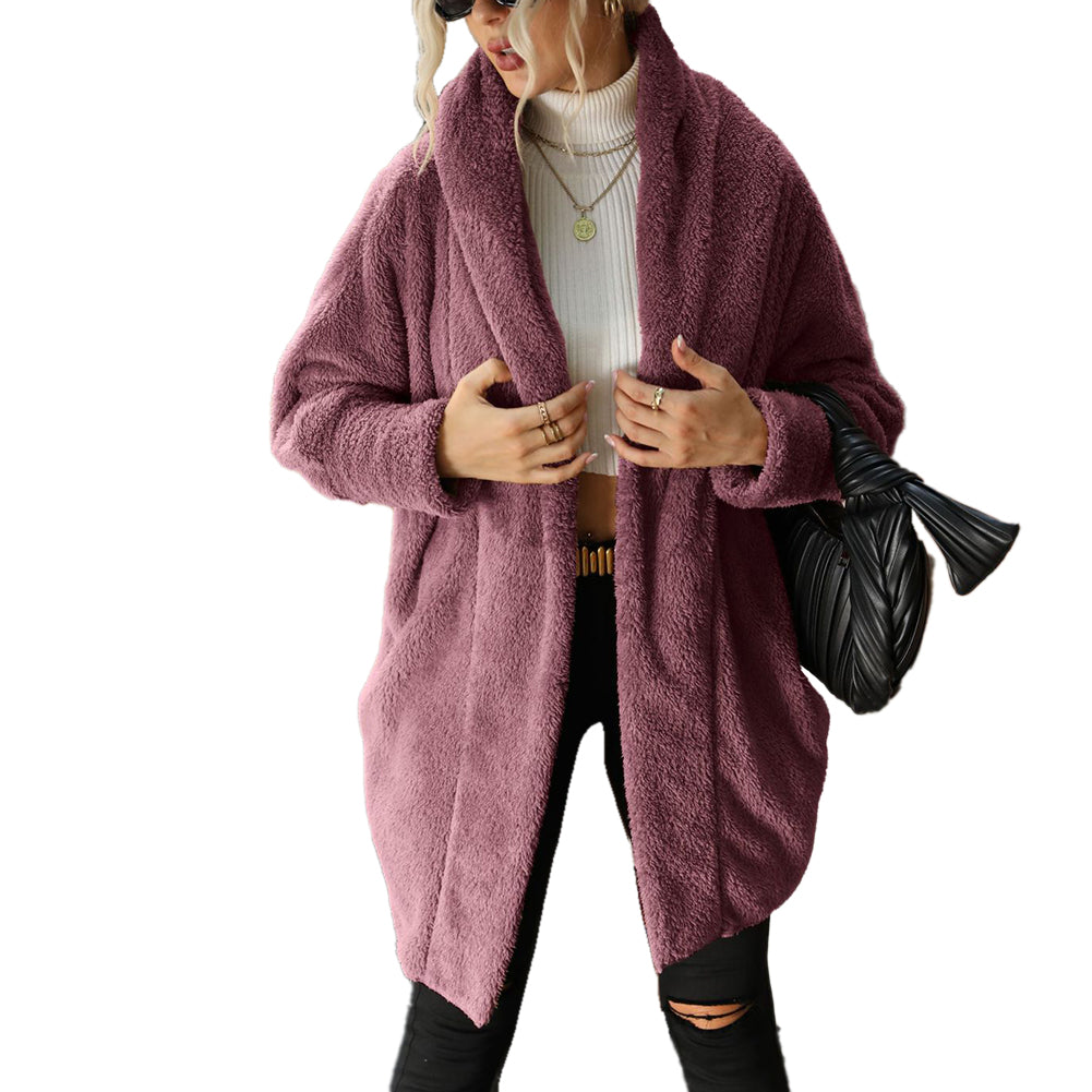 Double Sided Fleece Buttonless Solid Sweaters