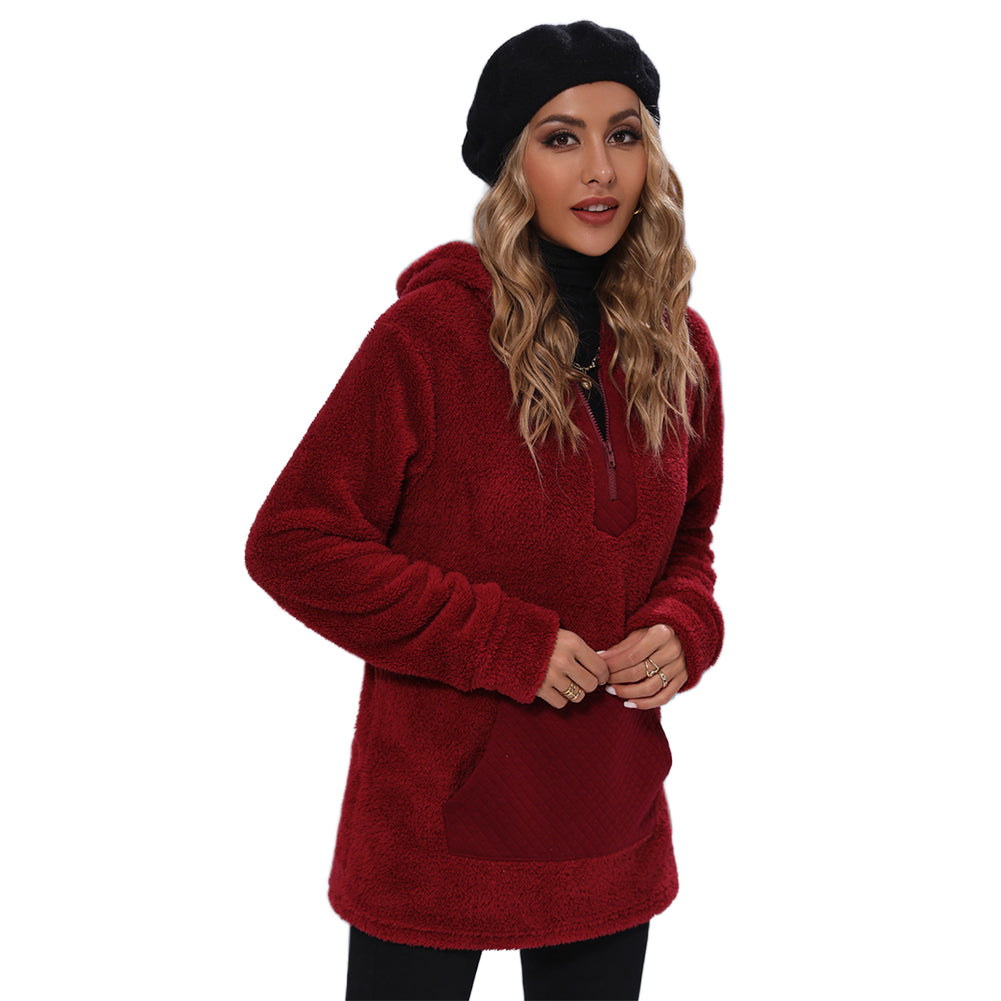 Women Zip Panel Double Sided Fleece Casual Sweatshirts PBY-0ZHM