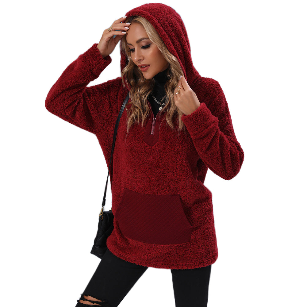Alternative view of Women Zip Panel Double Sided Fleece Casual Sweatshirts PBY-0ZHM
