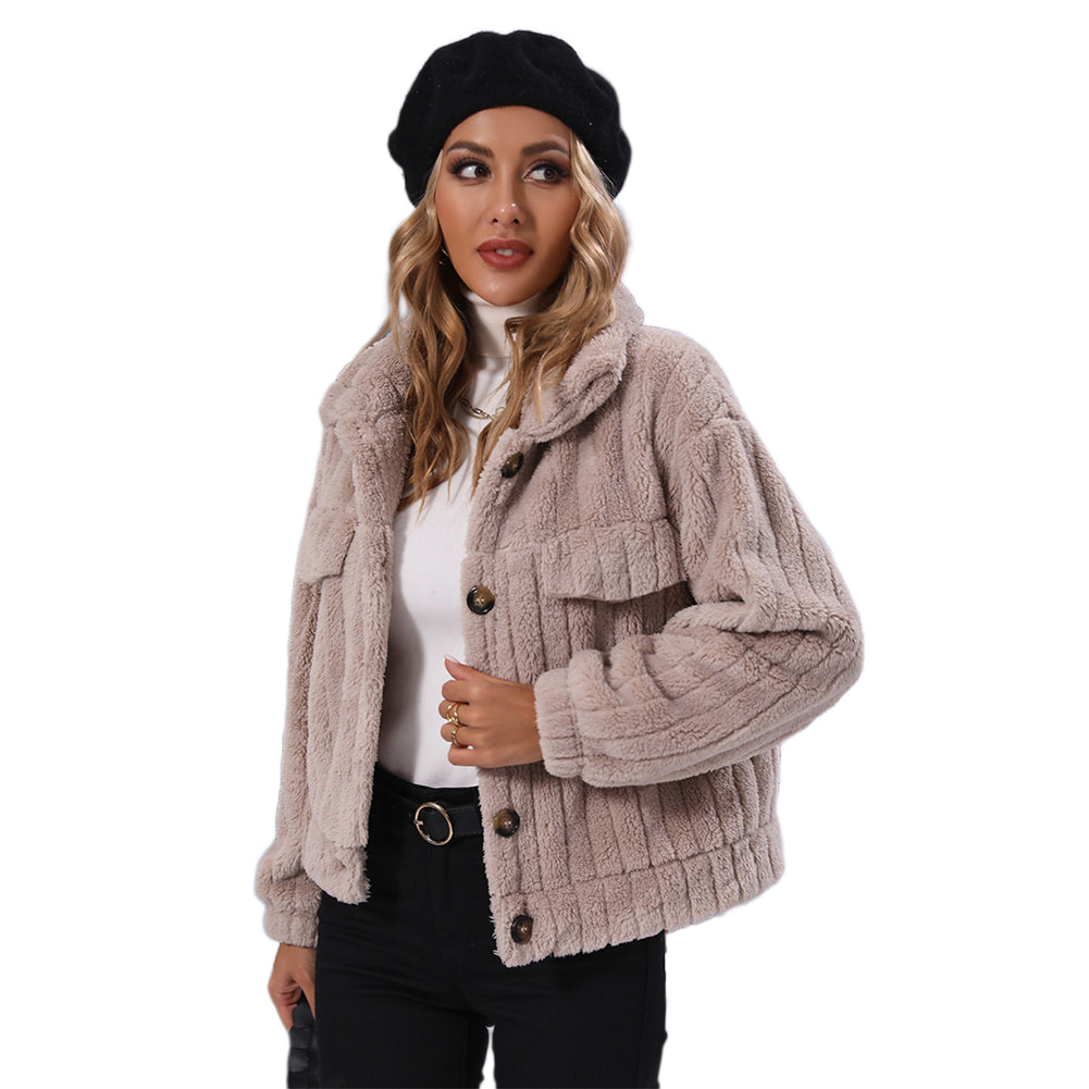 Alternative view of Women Coats Lapel Loose Face Fleece Casual Jacket