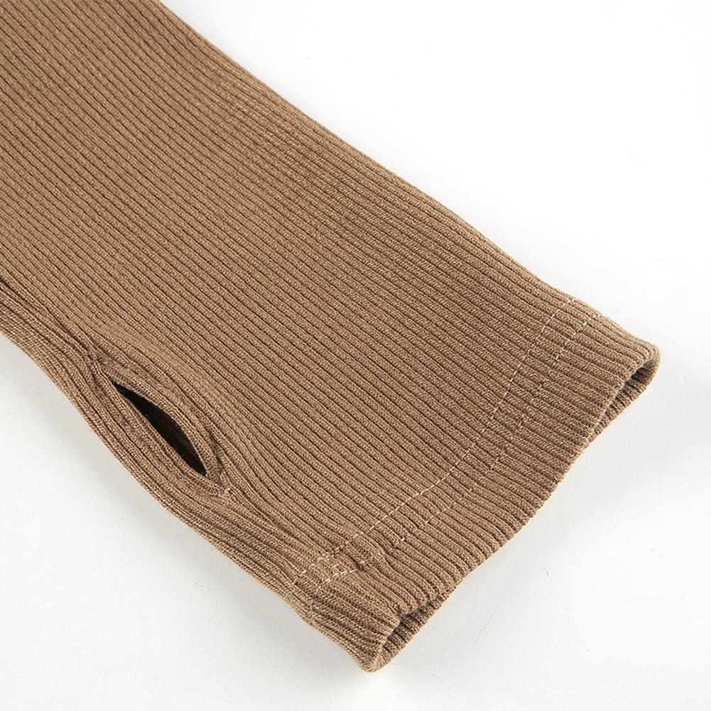 One 100% Cotton Thumb Button Long Sleeve Knit Dress