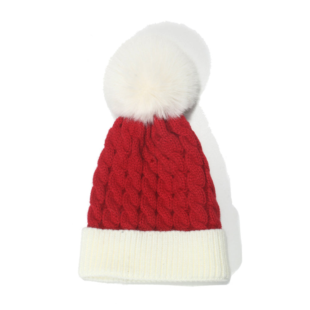 Patchwork Beanie Warm Ball Cold Hat Kids Christmas Hat