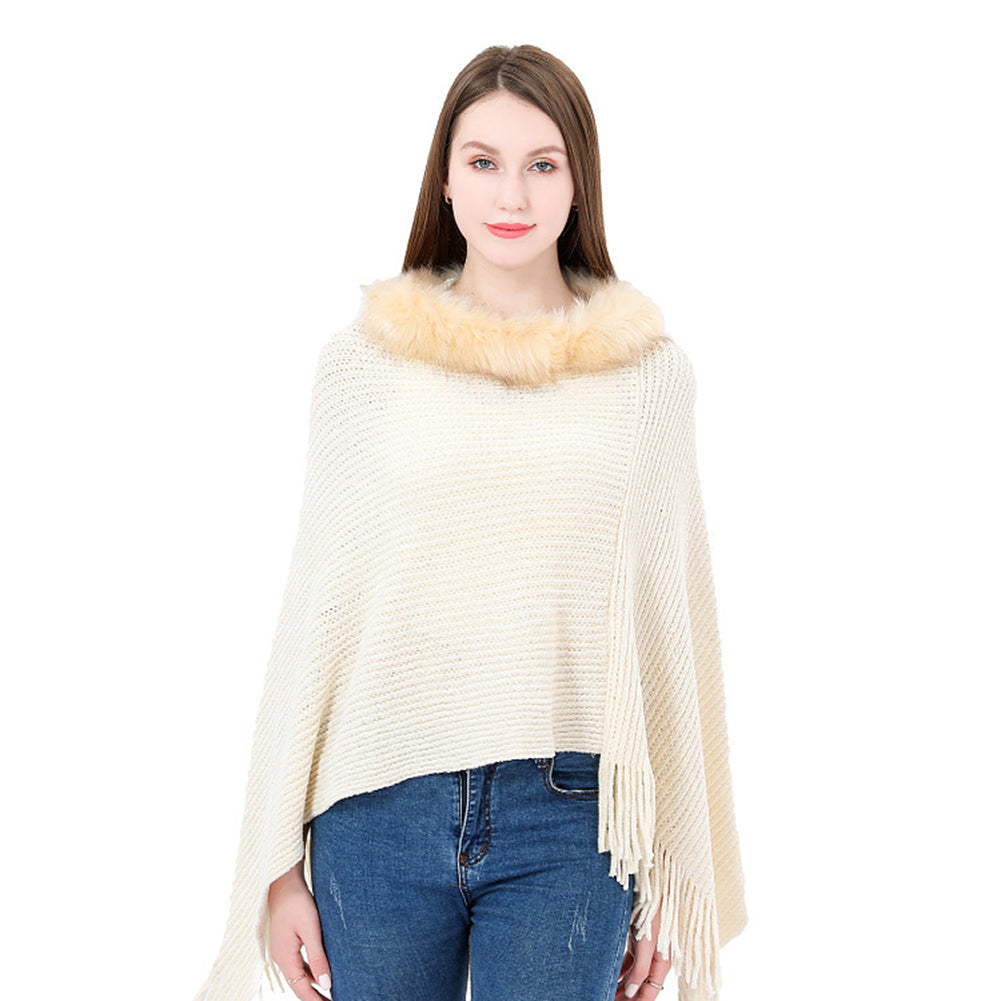 Alternative view of Winter Warm Chenille Collar Cape Women Knitted Shawl