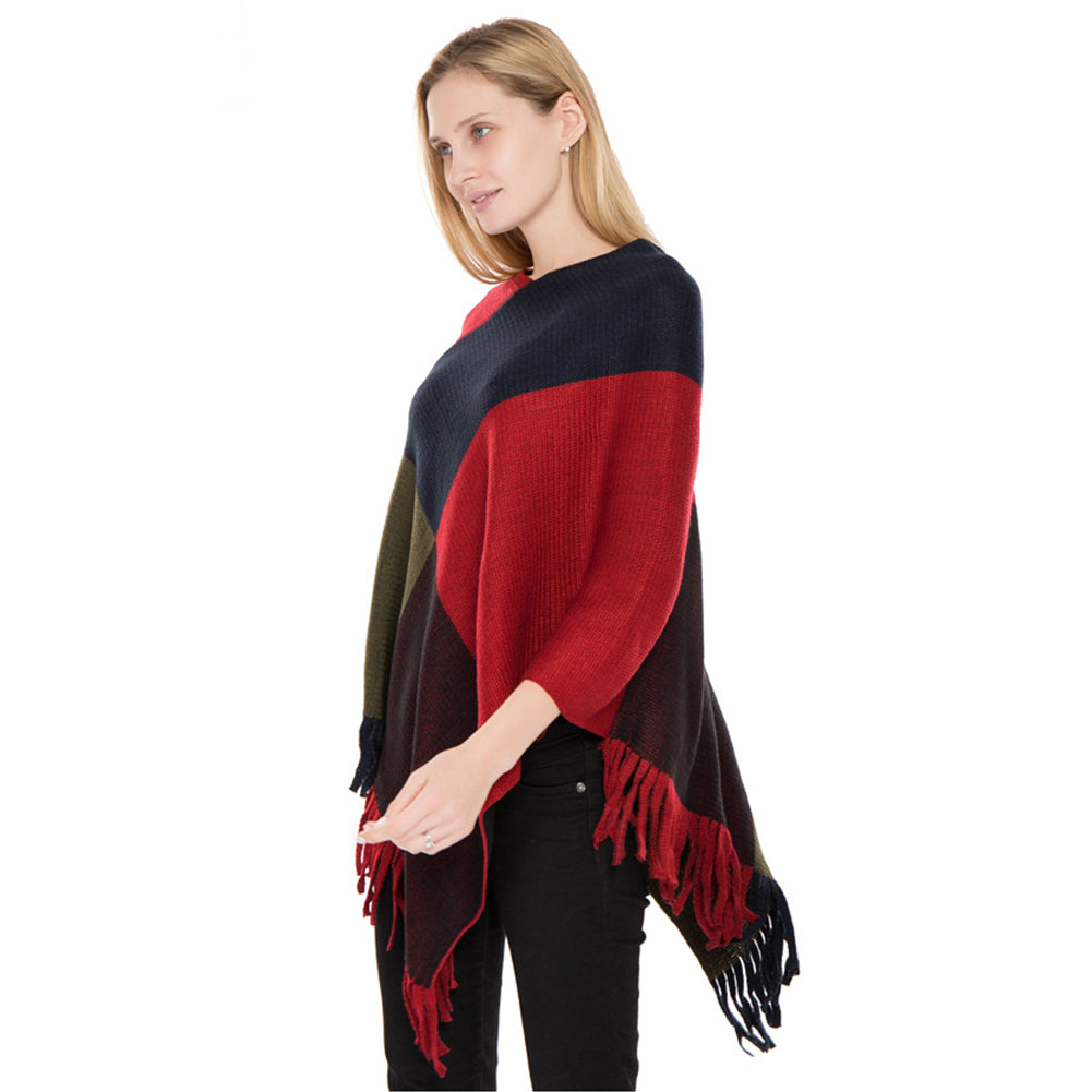 Fall/winter New Faux Cashmere Fringed Pullover Cape