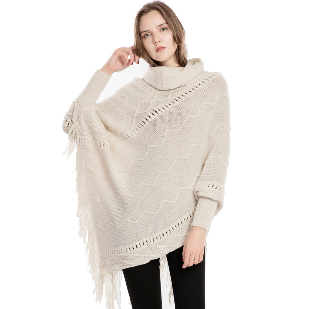 Turtleneck Warm Sleeves Pullover Cape