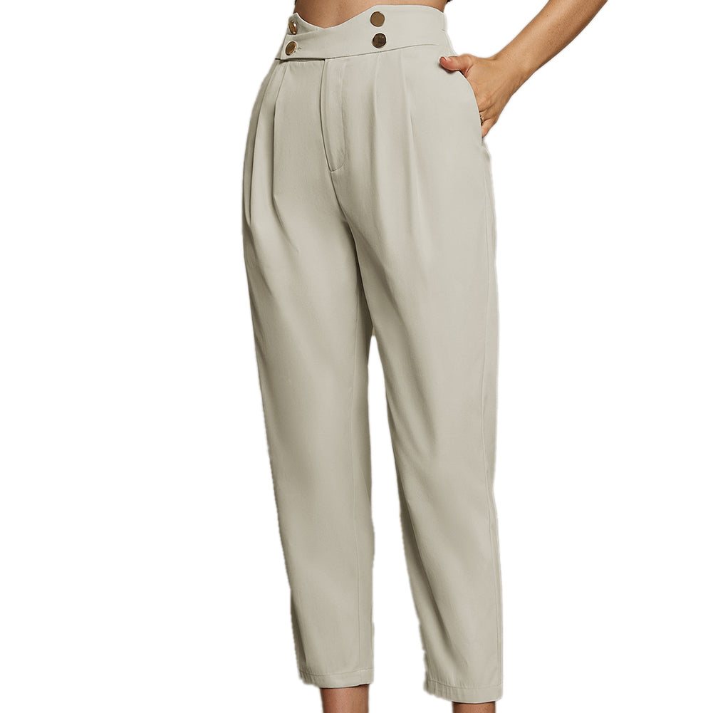 Alternative view of Waist Slim Cropped Trousers Elegant Commuter Pants