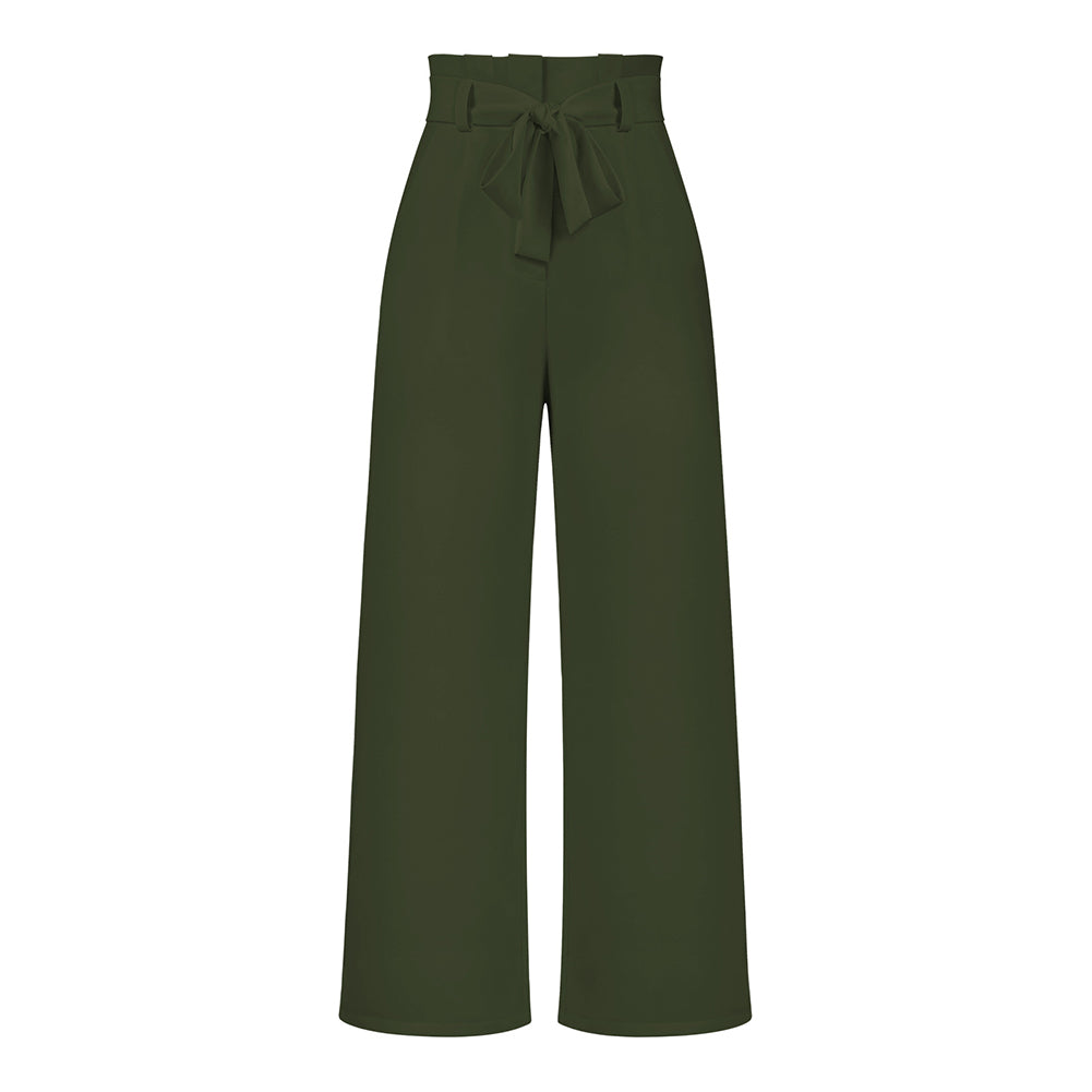 Casual All-match Wide-leg Trousers With Belt Pants