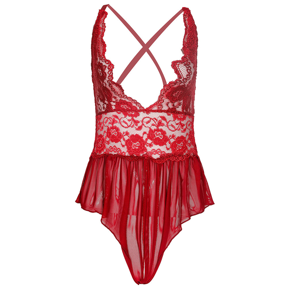 Women Sexy Underwear Mesh One-piece Pajamas