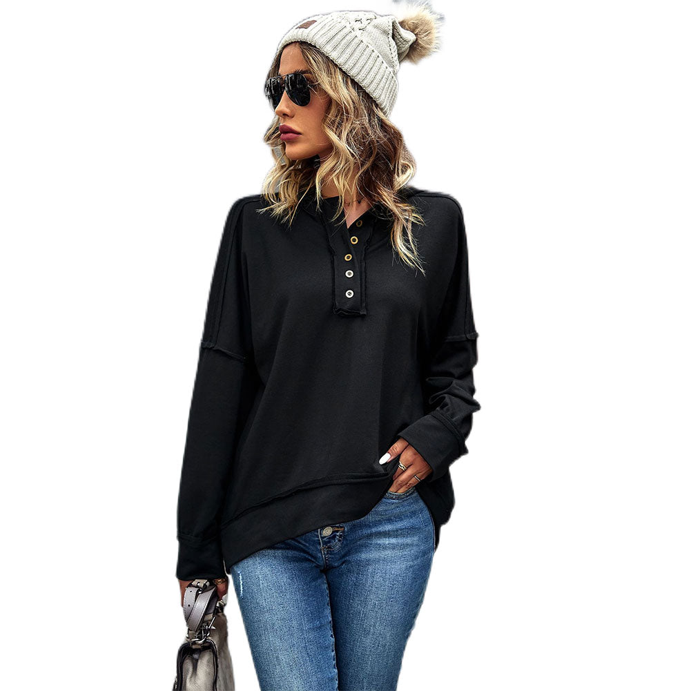 Alternative view of Solid Color All-match Tops Casual T-shirt