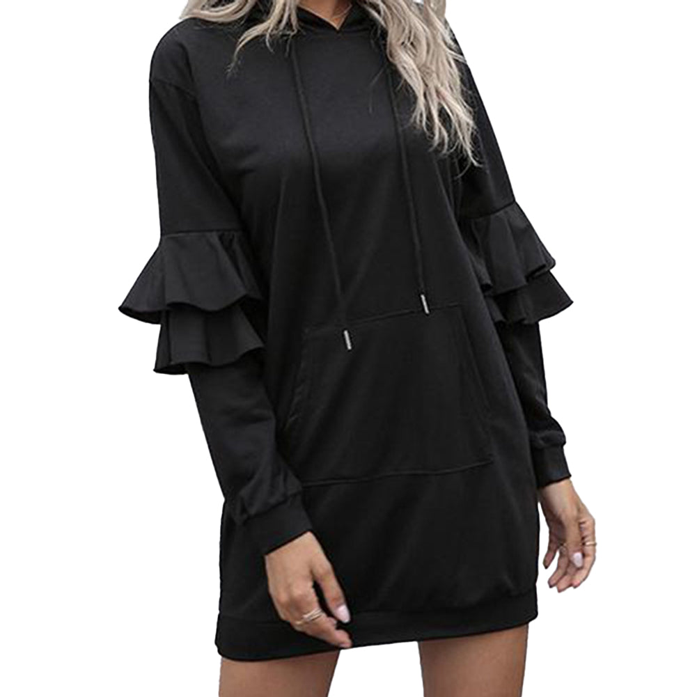 Alternative view of Sweater Dress Temperament Fashion Solid Color Pocket Dress